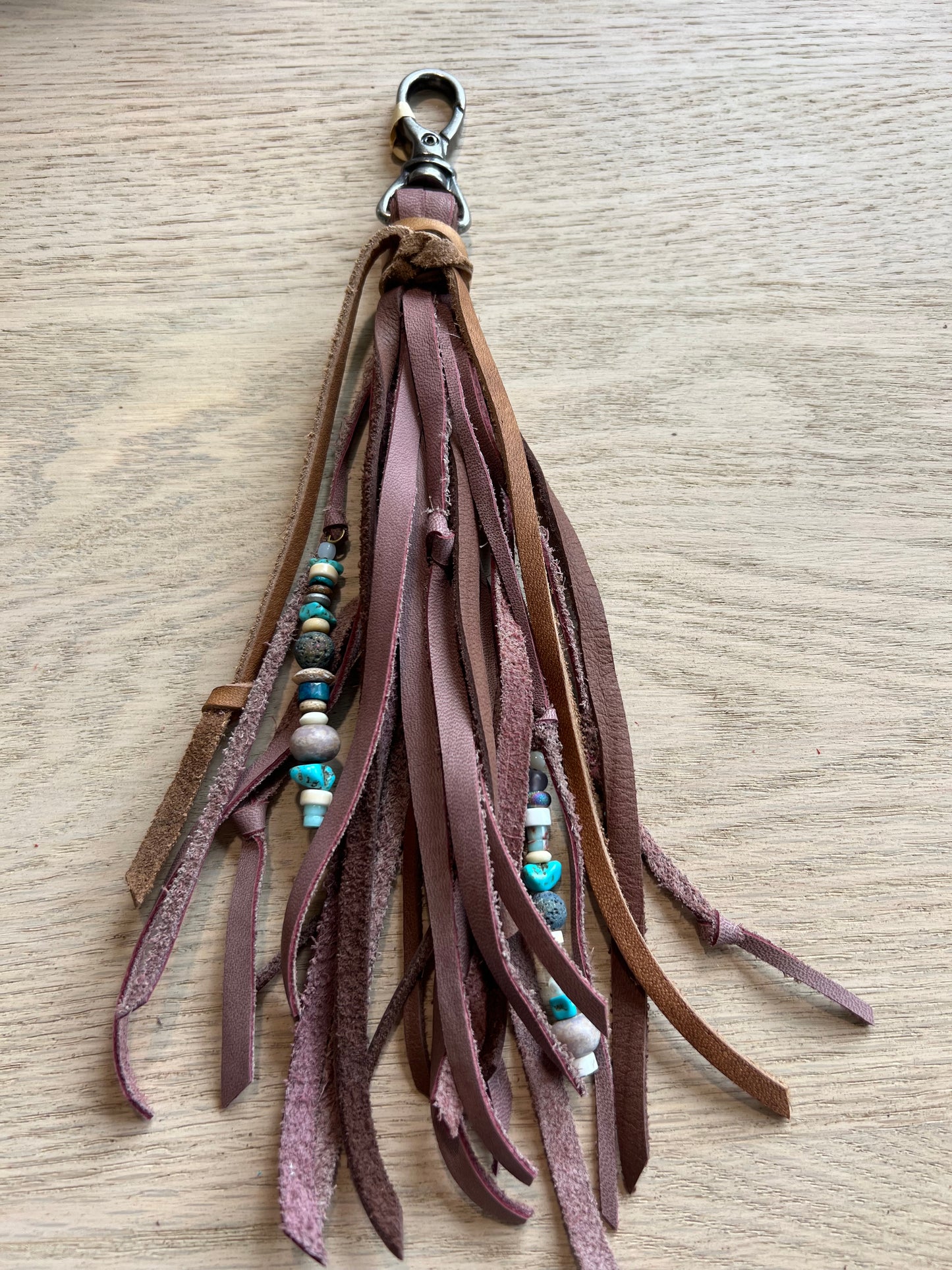 Native Leather tassel clip on Burgundy