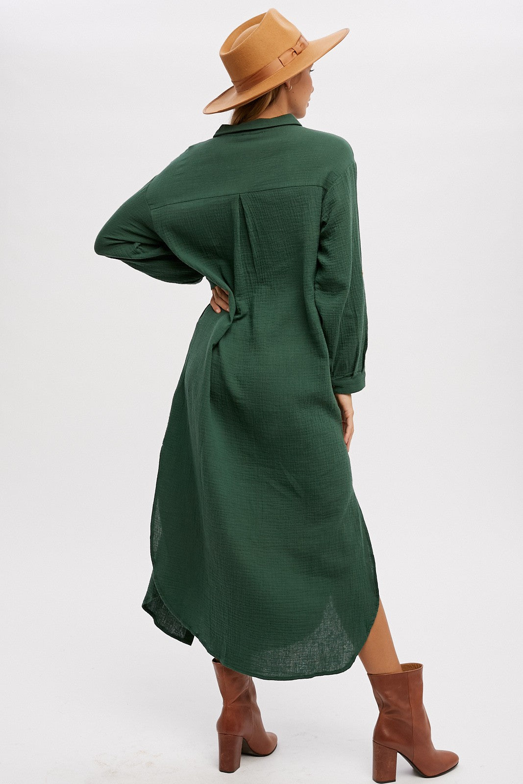 Button Maxi Shirt Dress