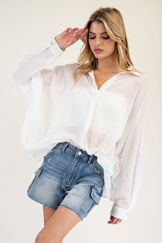 White Dolman Long Sleeve Top