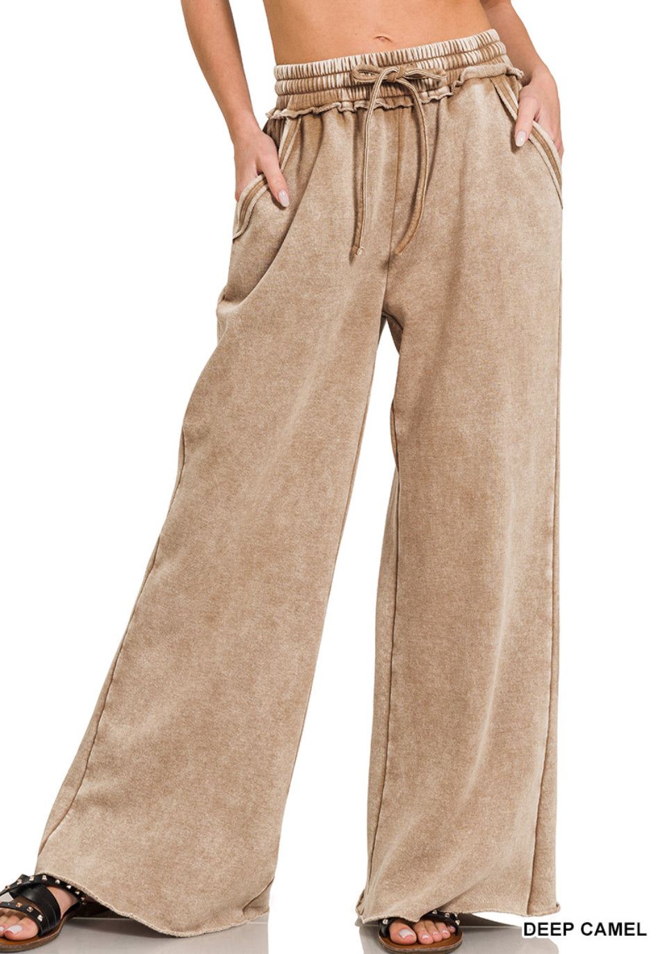 Acid Wash Fleece Palazzo Sweatpants