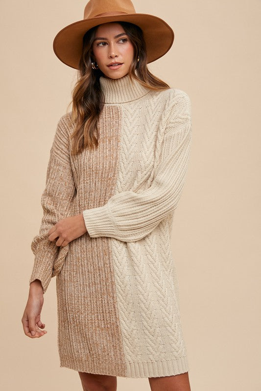 Two Tone Sweater Dress