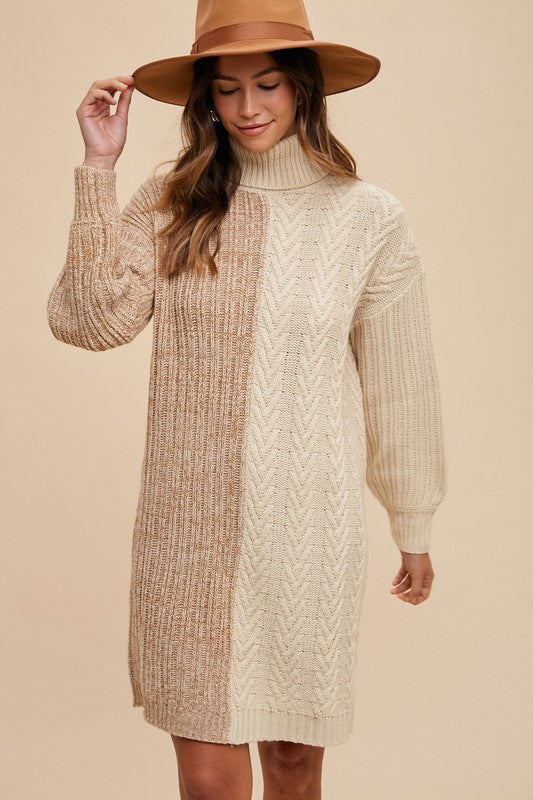 Two Tone Sweater Dress