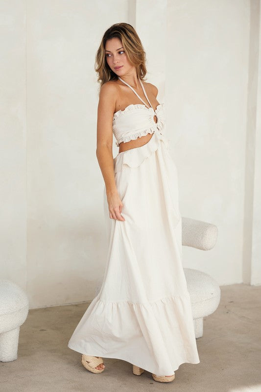 Ruffled Maxi Halter Dress