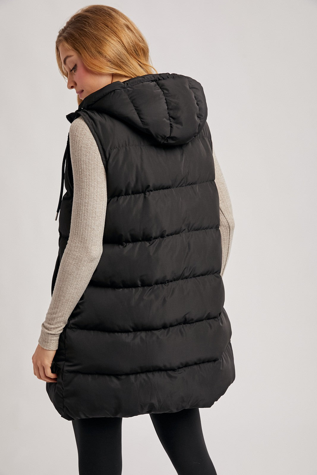 Hooded Zipper Puffer Vest
