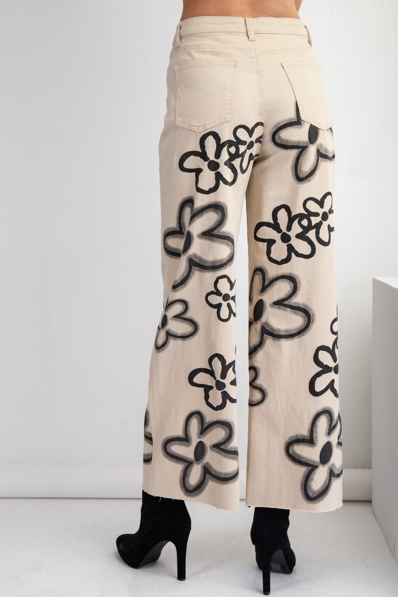 Flower Print Twill Pants