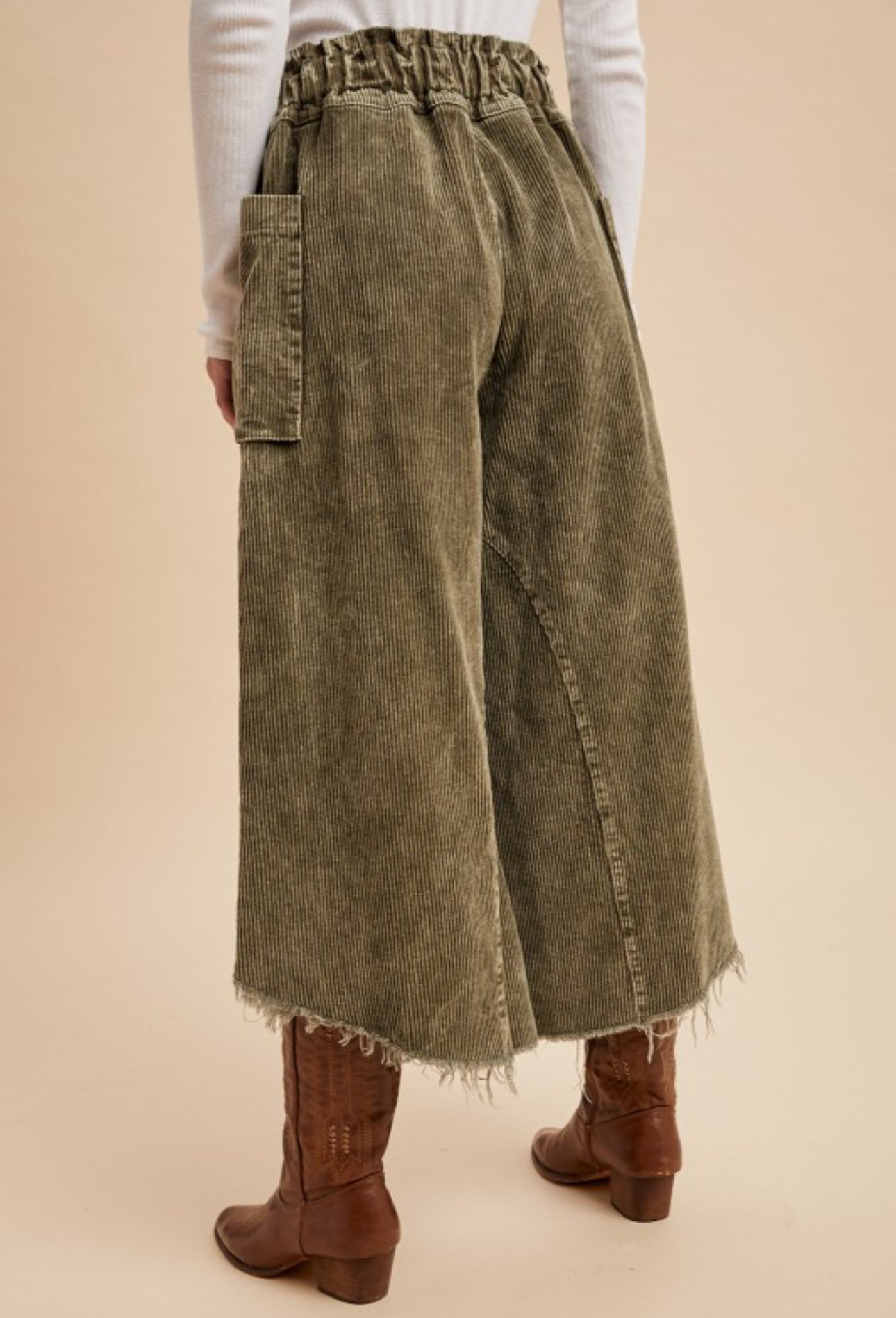 Frayed Hem Corduroy Pants