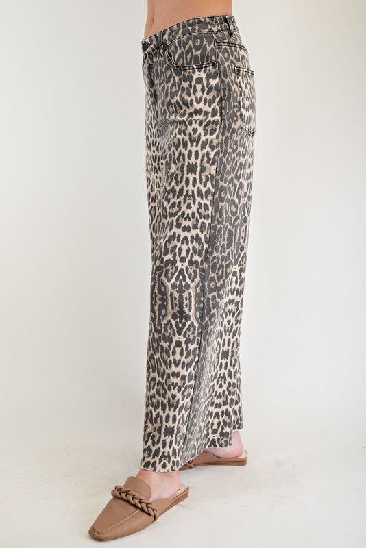 Washed Animal Print Pants