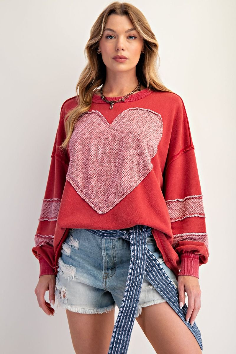 Heart Patch Terry Pullover