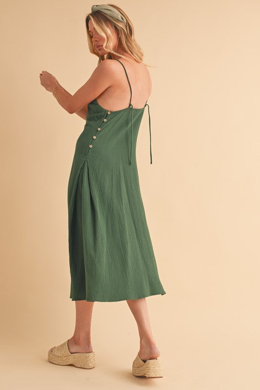 Gauze Midi Dress - Emerald Green