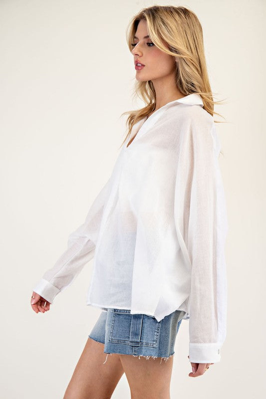 White Dolman Long Sleeve Top