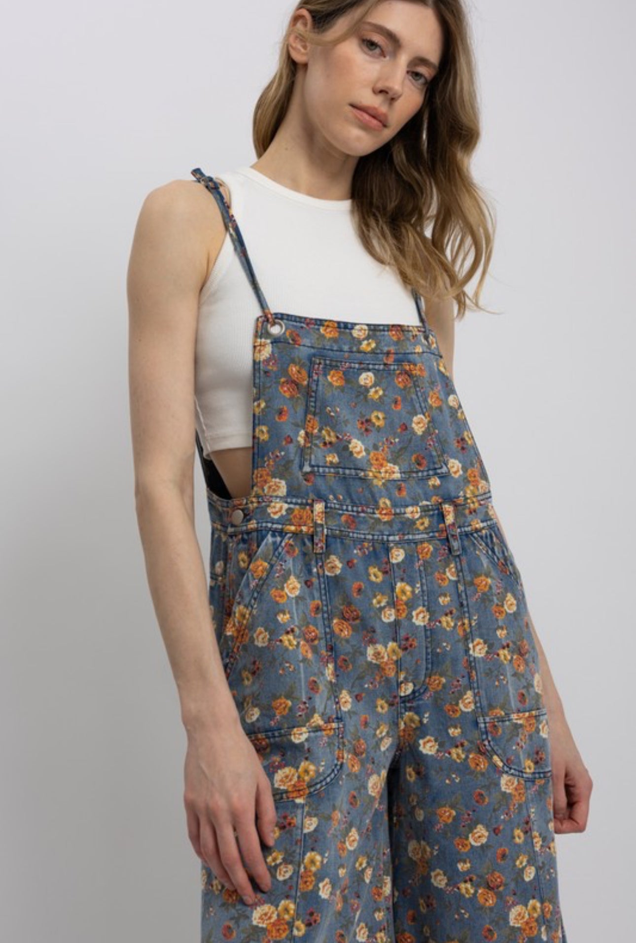 Wide Leg Print Overalls