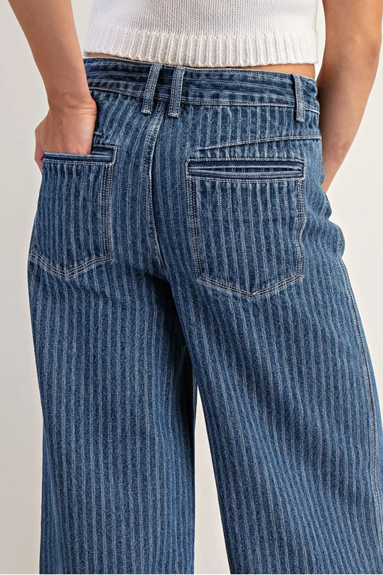 Pinstripe Rolled Cuff Jeans