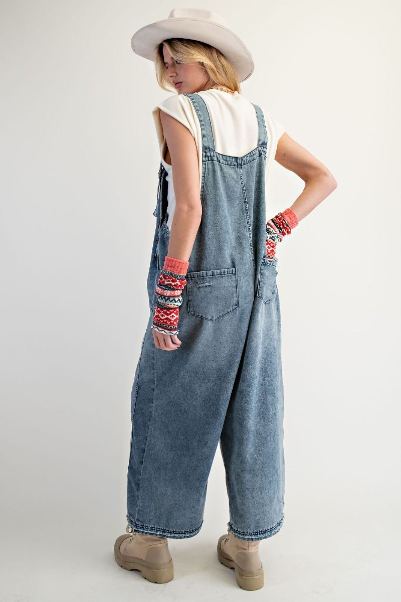 Washed Denim Overalls