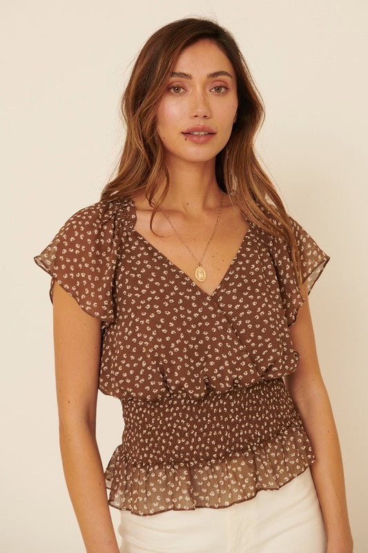 Flutter Sleeve Smocked Top