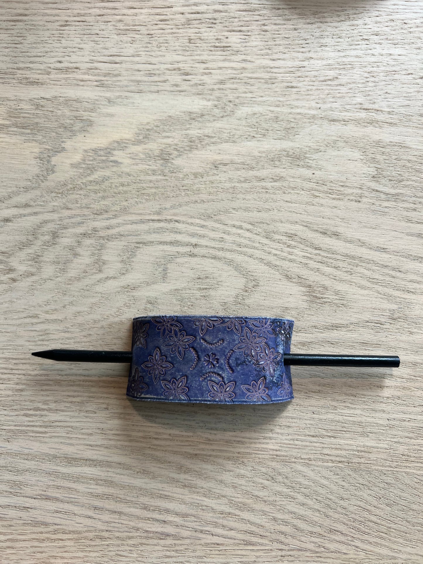 Native Leather Hair Accessory - blue