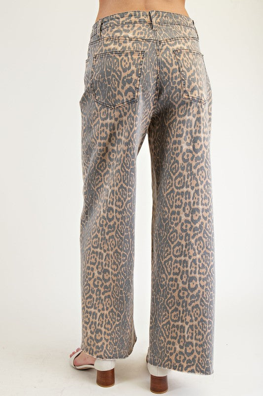 Washed Animal Print Pants
