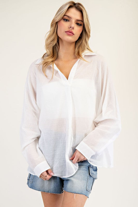 White Dolman Long Sleeve Top