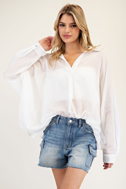 White Dolman Long Sleeve Top