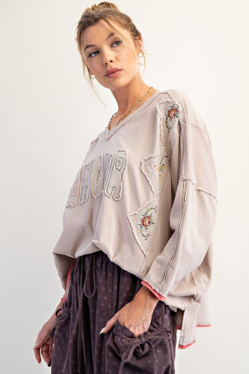Amour Patch Cotton Jersey Top