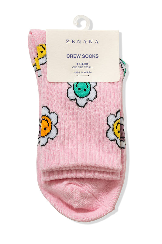 Smile Flower Socks- pink