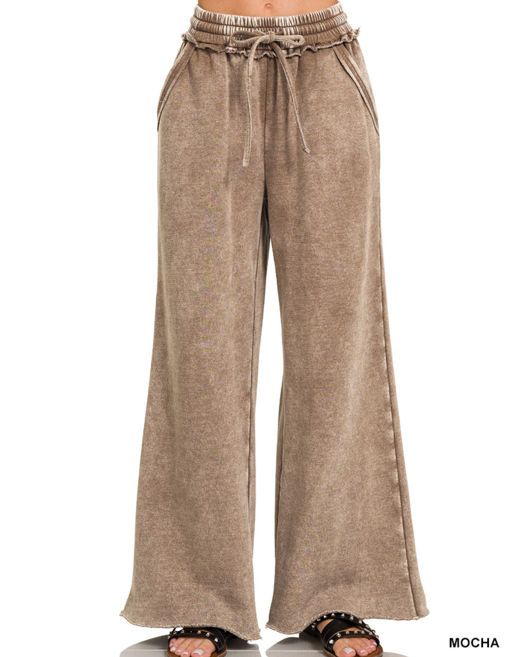 Acid Wash Fleece Palazzo Sweatpants