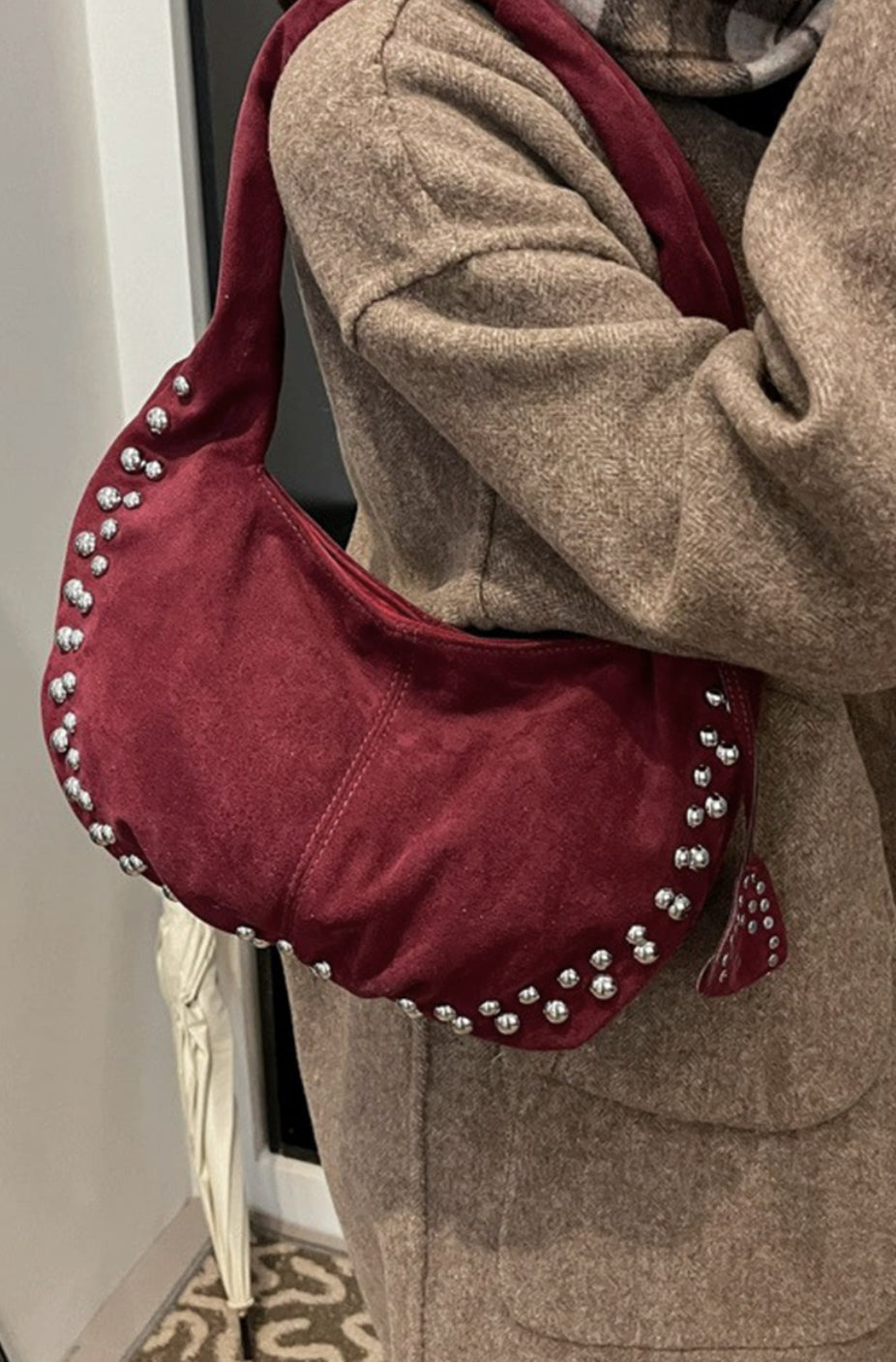 Suede Stud Bag