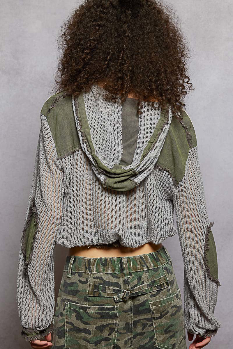 Button Front Hoodie Edgy Top