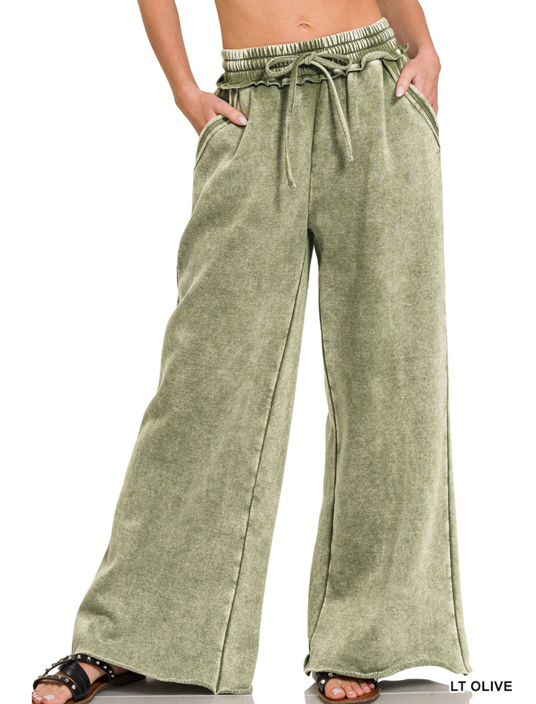 Acid Wash Fleece Palazzo Sweatpants