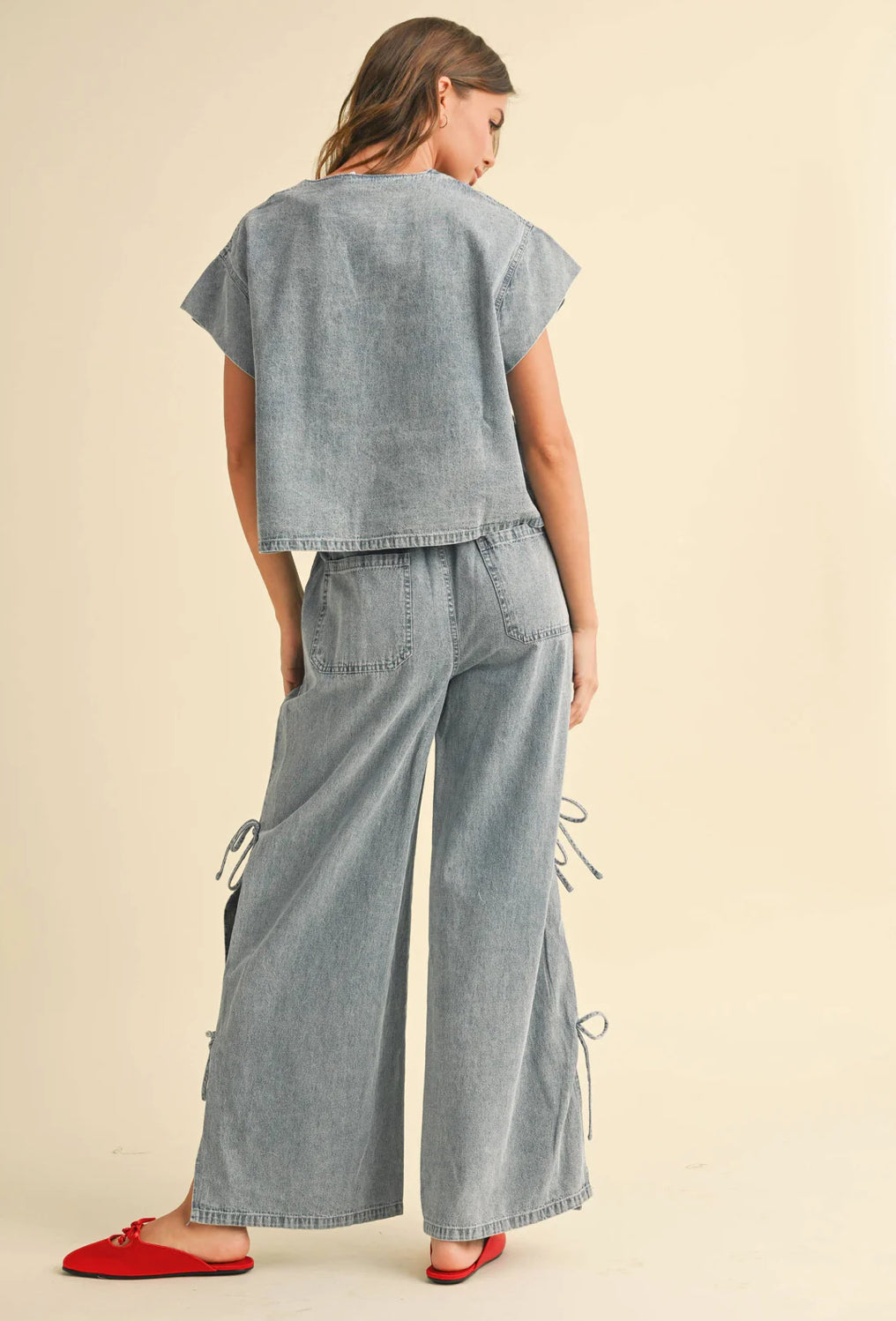Denim Front Tie Blouse