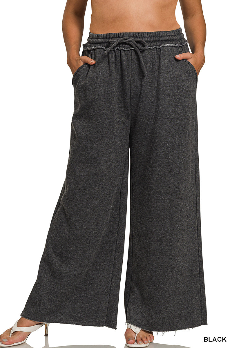 Acid Wash Fleece Palazzo Sweatpants