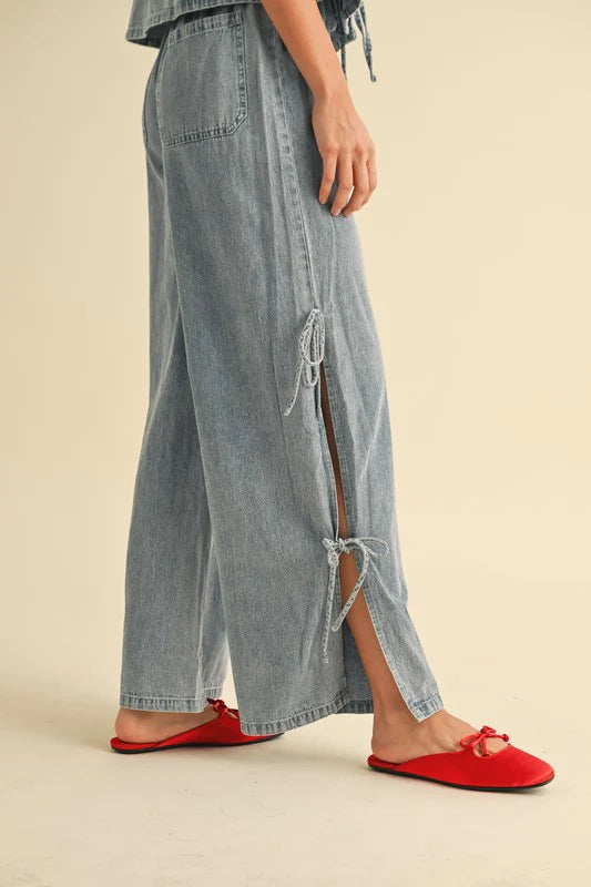 Denim Tie Pants
