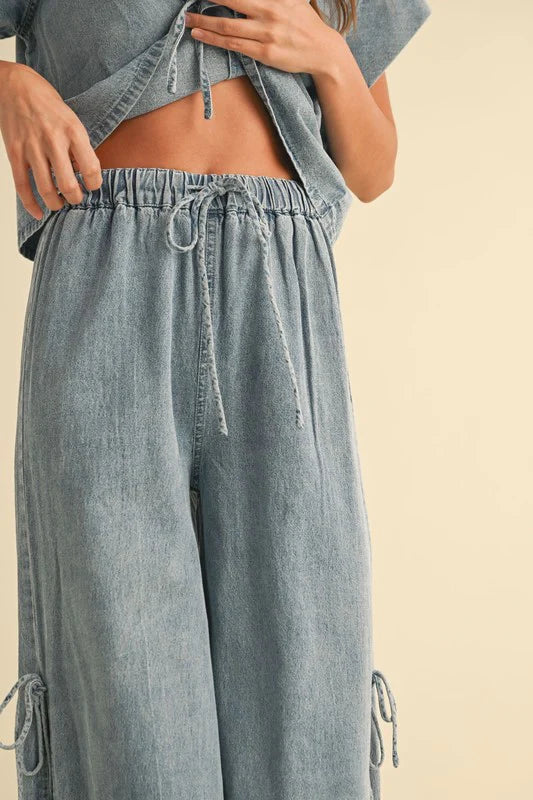 Denim Tie Pants