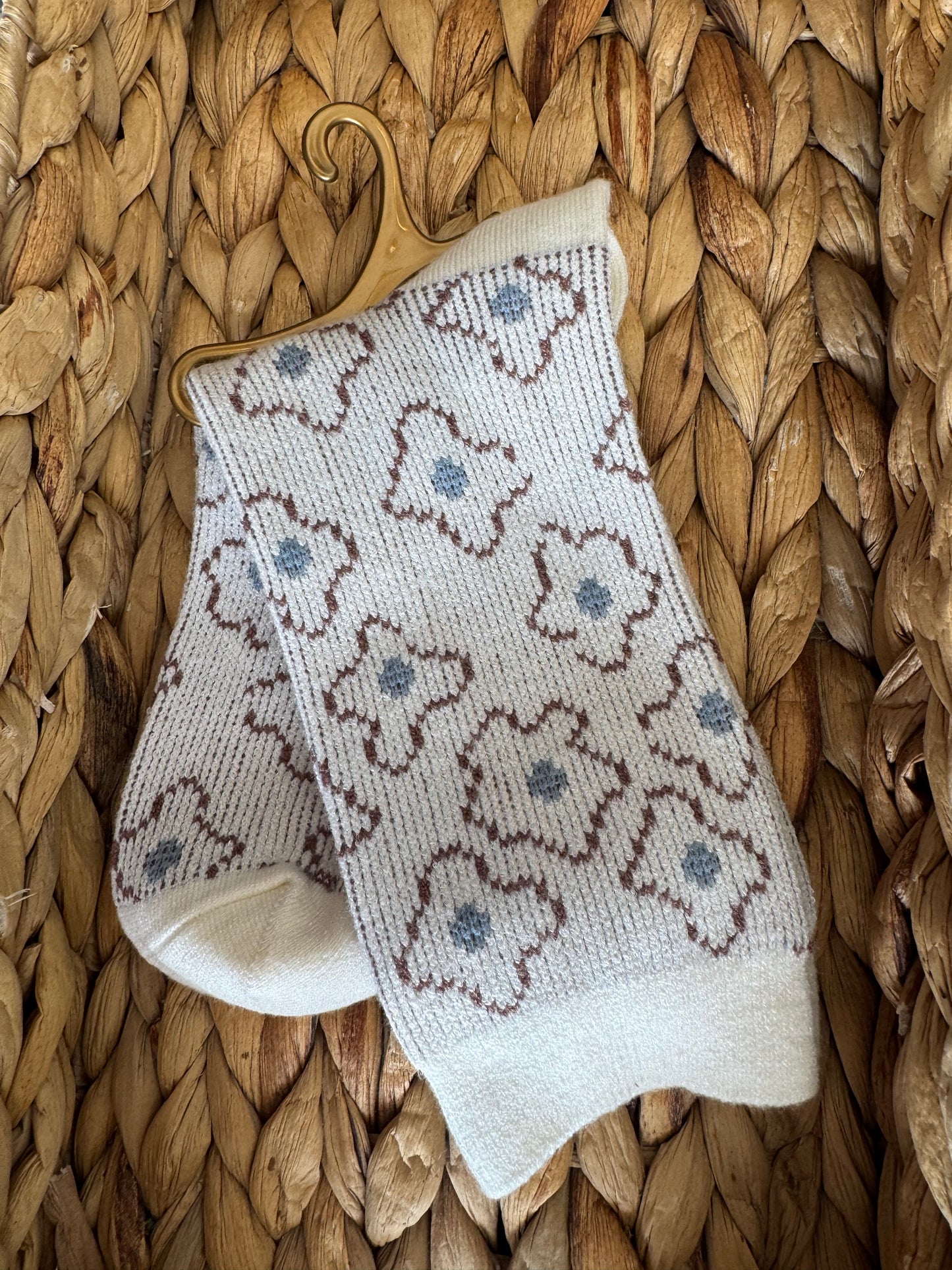 Floral Wool Crew Socks