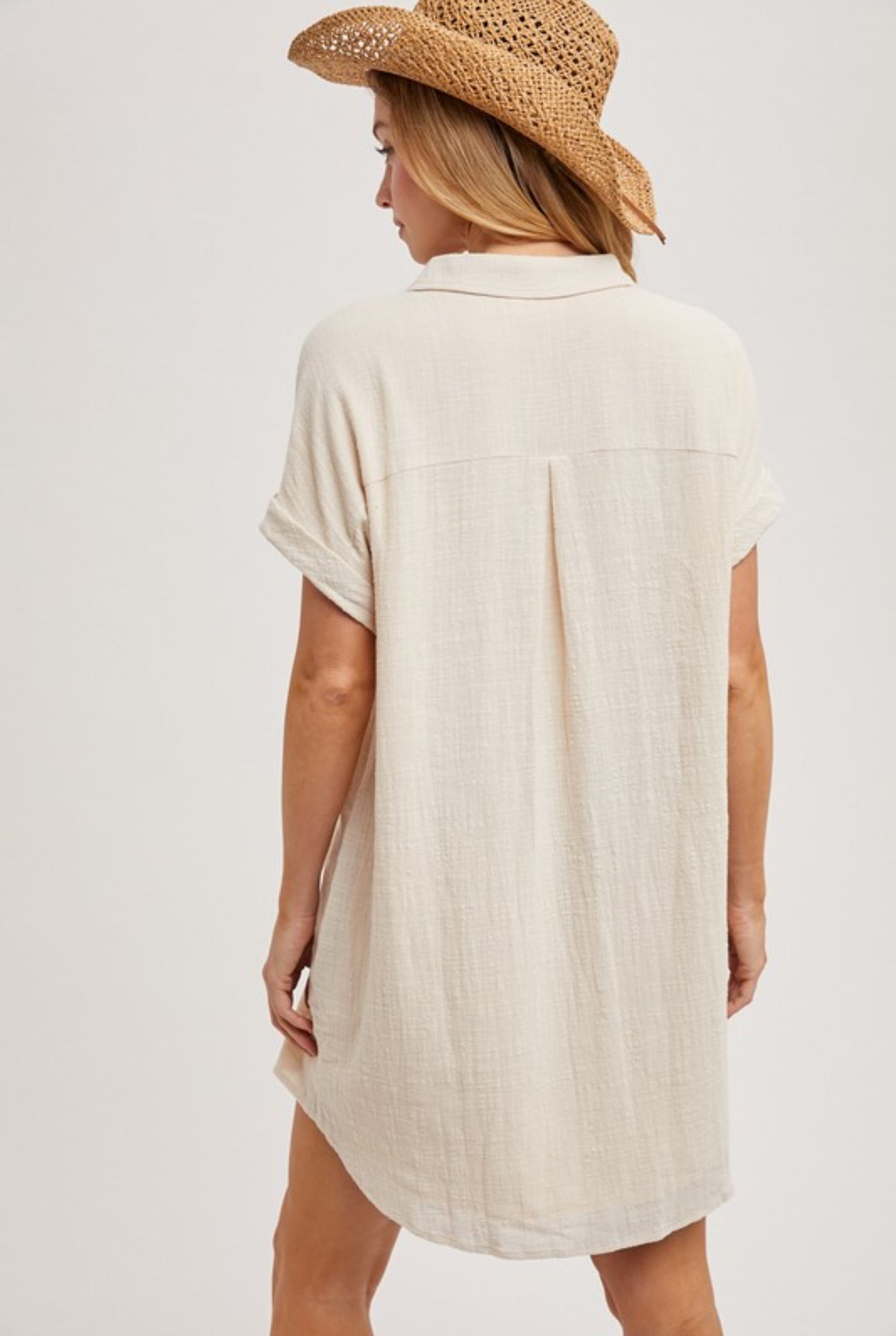 Button Up Shirt Dress with Pockets