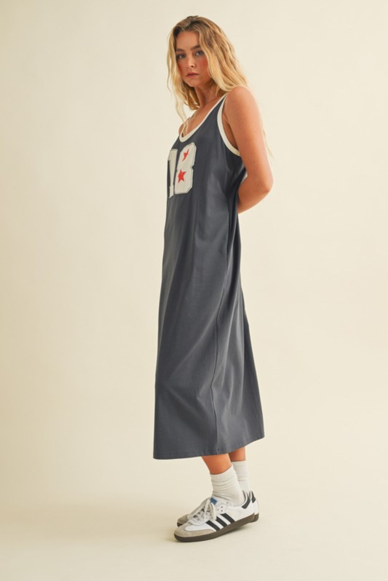 Patched Front Sleeveless T-shirt Dress
