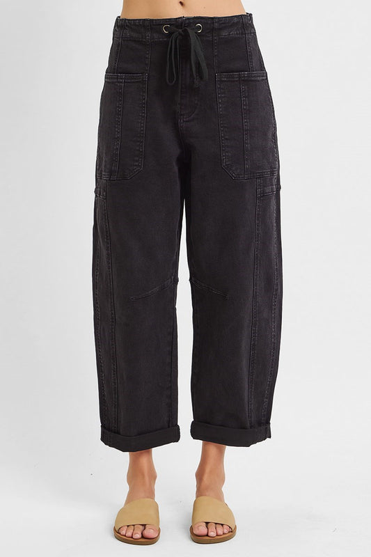 Cargo Barrel Jeans Black