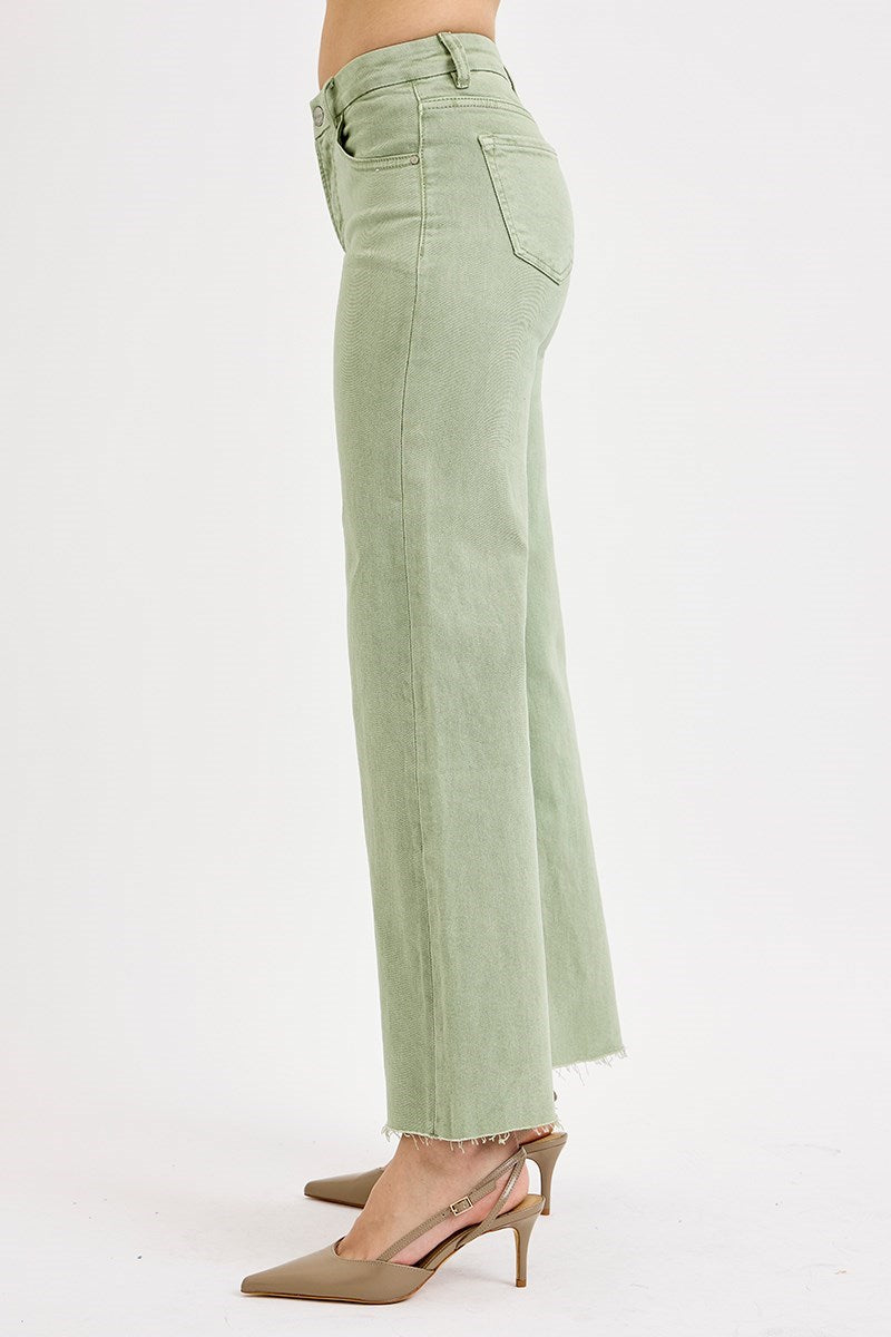 Tummy Control Mid Rise Jeans - Olive
