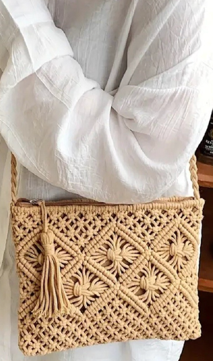Woven Bohemian Tassel Crochet Shoulder Bag