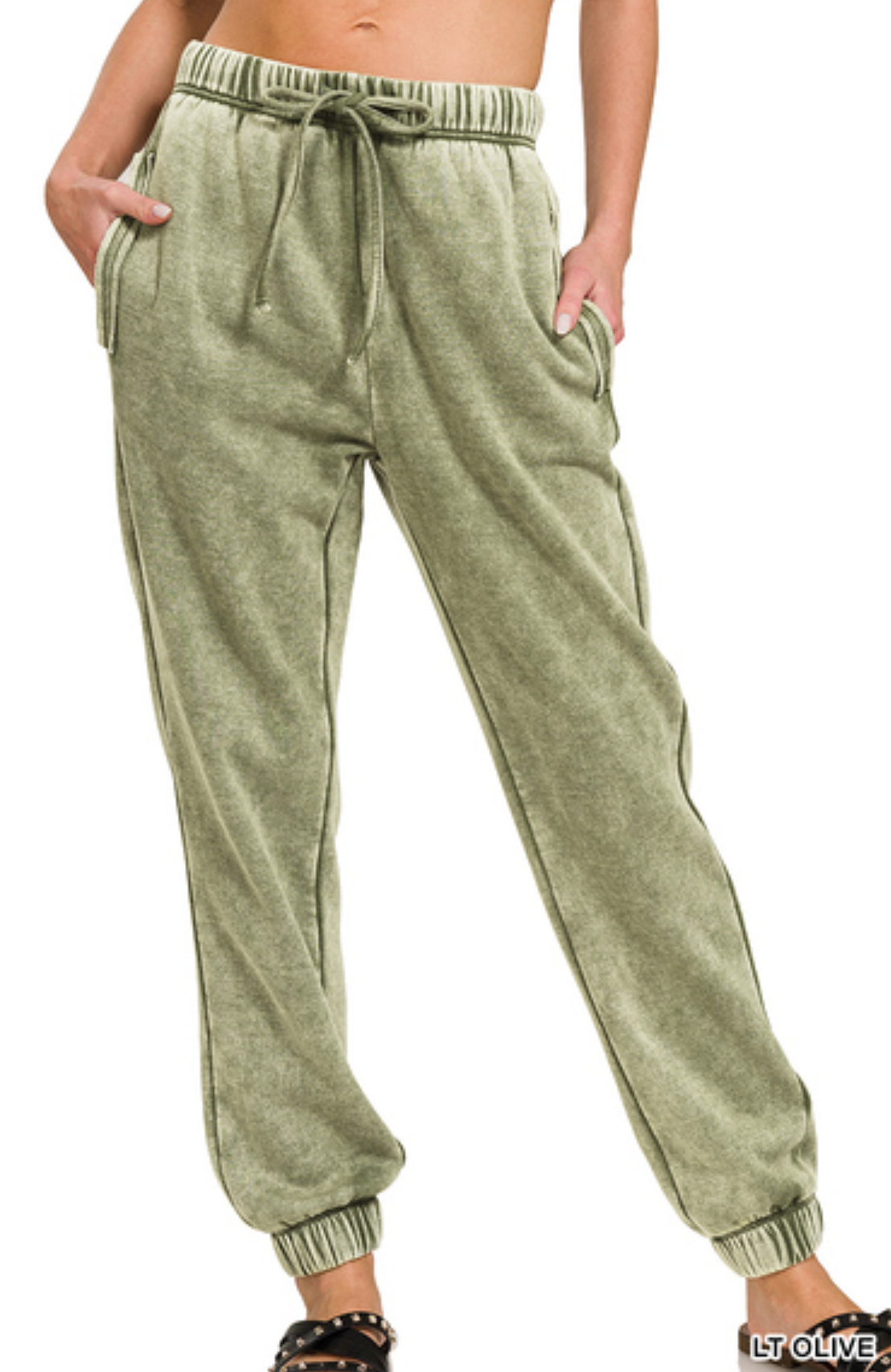 Acid Wash Fleece Sweatpants With Pockets