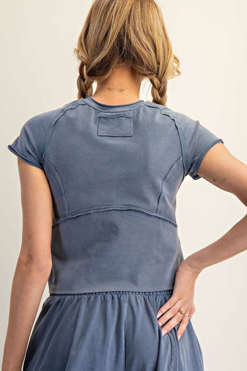 Mineral Washed Solid Cropped T-Shirt