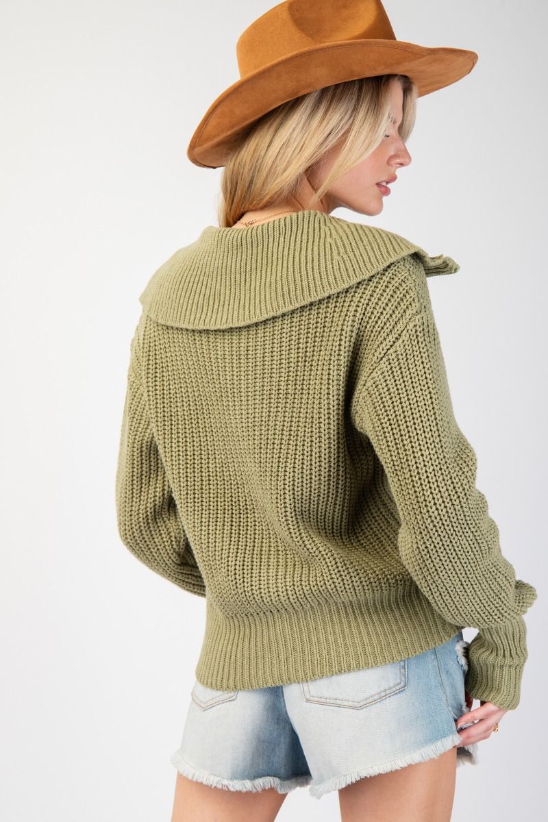 Knitted Zip Up Sweater Cardigan