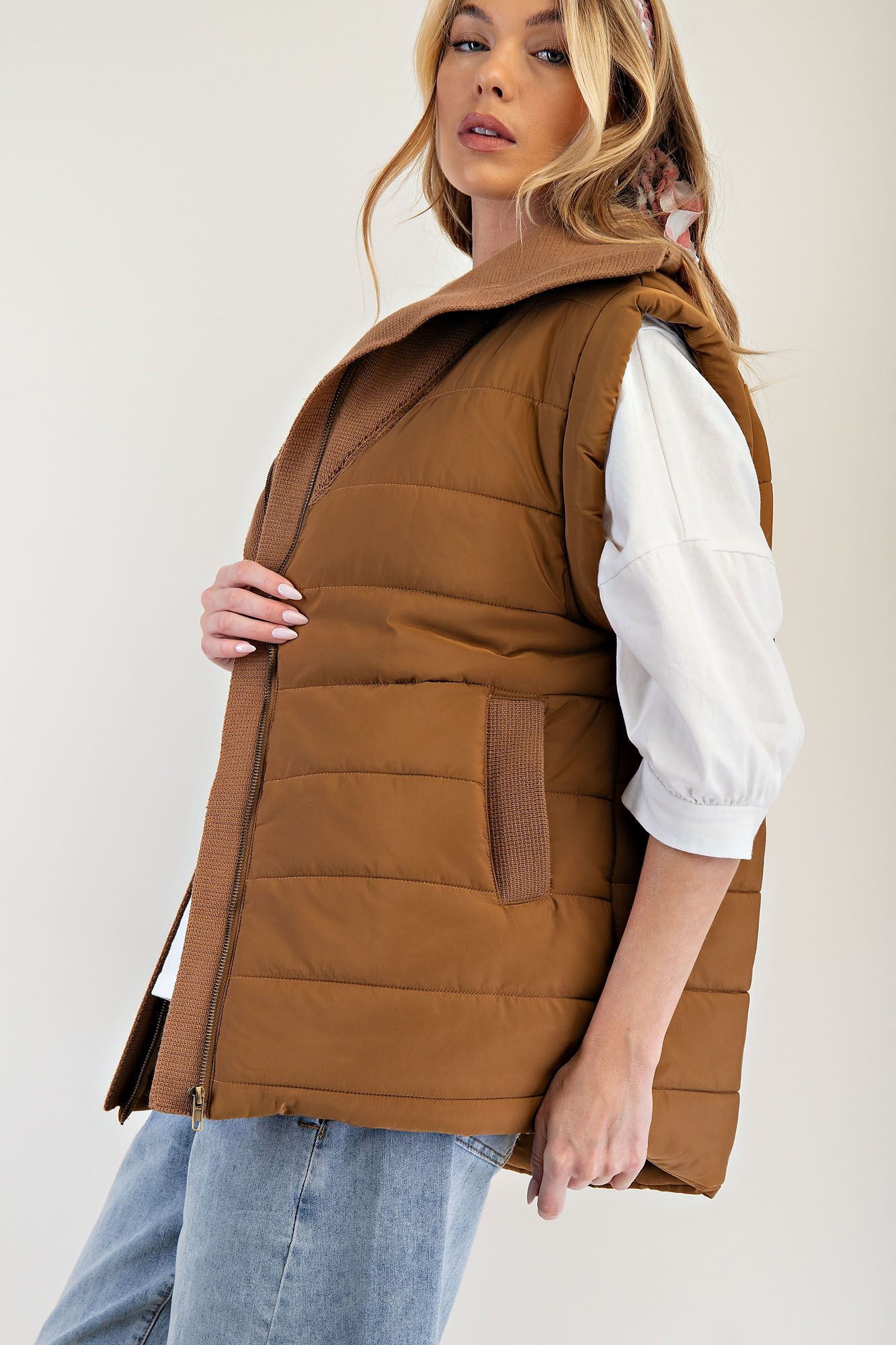 Relaxed Fit Vest- Camel