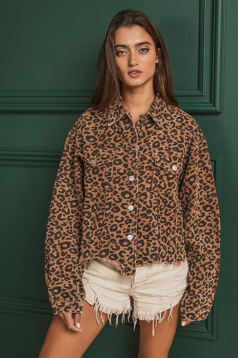 Leopard Corduroy Jacket