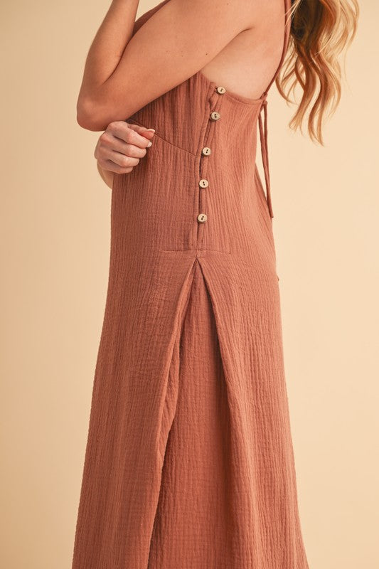 Gauze Midi Dress - Rust