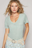 V-Neck Jersey Tee - Teal Sage