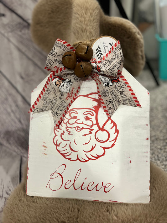 Believe Vintage Santa Doortag