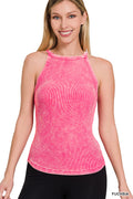 Washed Ribbed Cami Top -Fuchsia