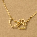Dog Paw Heart Cutout Pendant Necklace