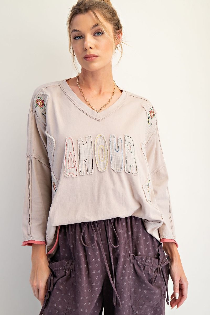 Amour Patch Cotton Jersey Top