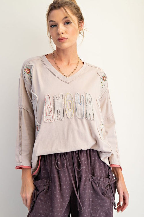 Amour Patch Cotton Jersey Top